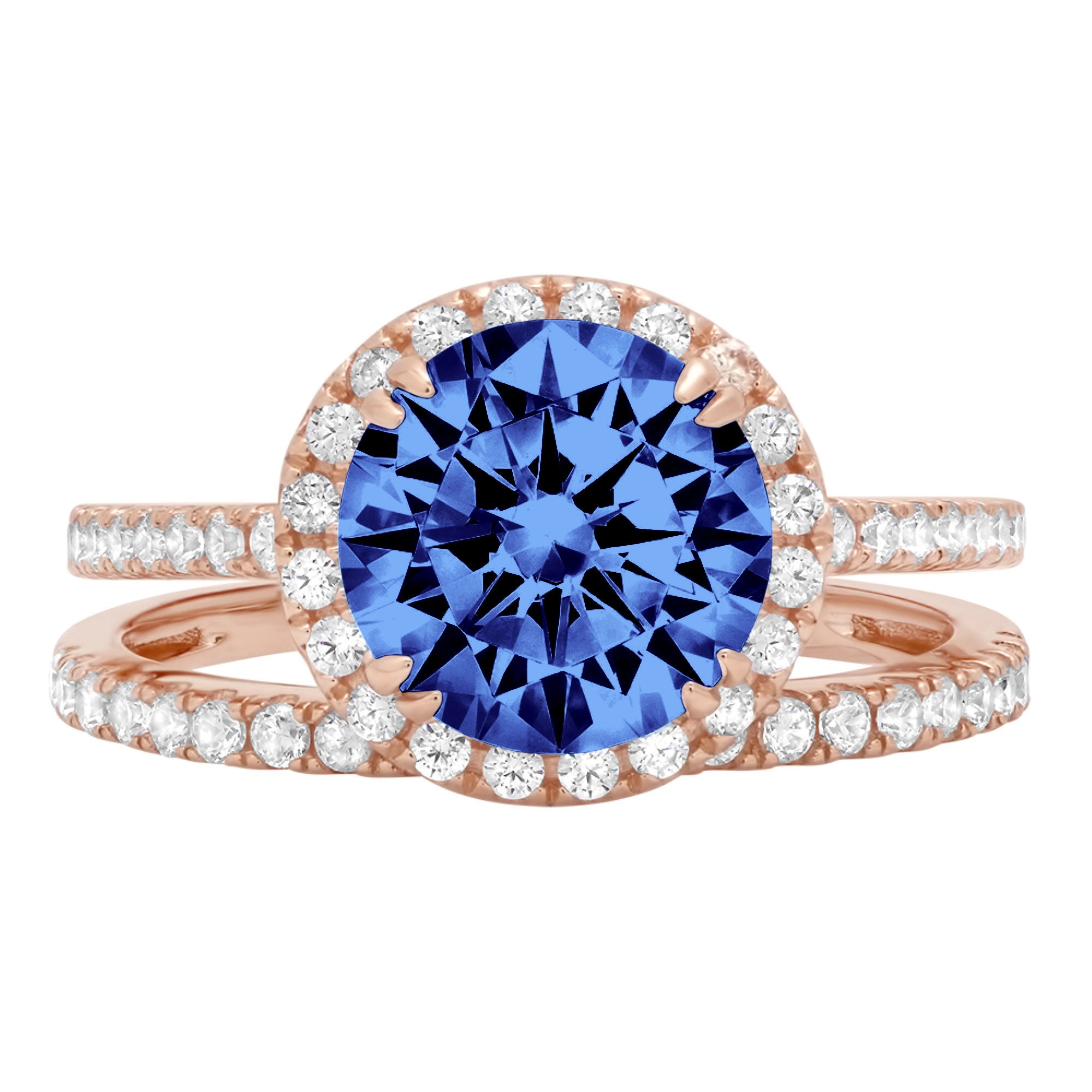 Clara Pucci 14K Rose Gold Round Cut 2Ct Simulated Tanzanite Engagement