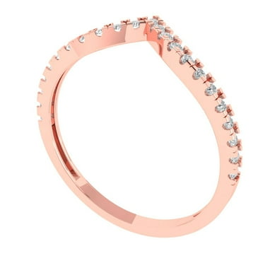 Clara Pucci 14K Rose Gold Stackable Wedding Bridal Engagement Promise Anniversary Ring Band - 0.1725Ct Solid Gold