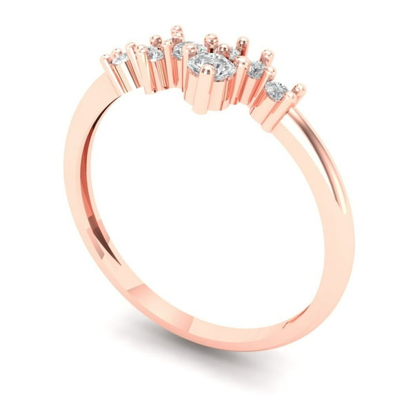 0.17 ctw Wedding Band for Women - 14K Rose Gold Simulated Diamond Stackable Eternity Ring