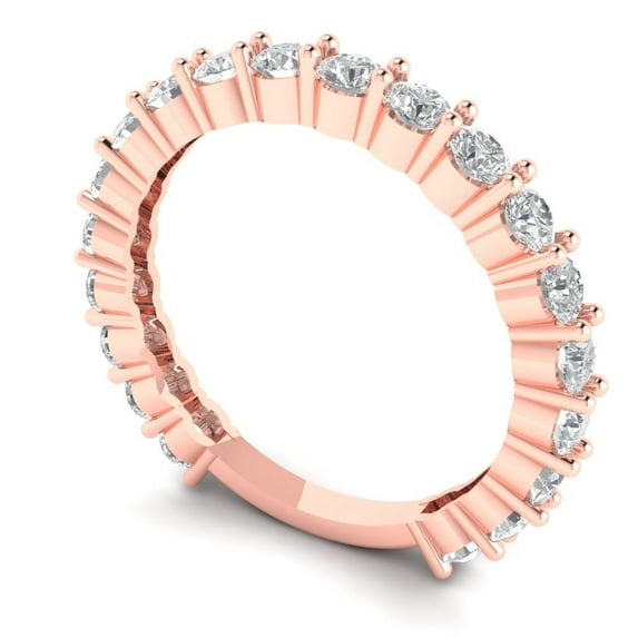 Clara Pucci 14K Rose Solid Gold Custom Laser Engraved Women's Solid Gold Ring Eternity Statement Band With Round Cut 1.2TCW