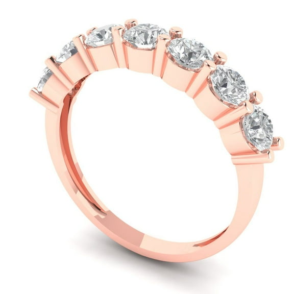 Clara Pucci 14K Rose Solid Gold Custom Laser Engraved Women's Solid Gold Ring Stackable Statement Band With Round Cut 1.19TCW