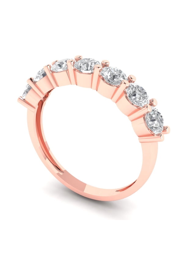 14K Rose Solid Gold Custom Laser Engraved Women's Solid Gold Ring Stackable Statement Band With Round Cut 1.19TCW