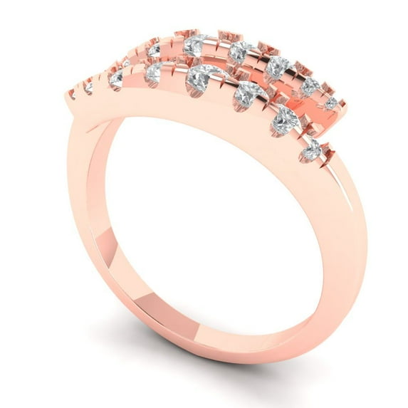 Clara Pucci 14K Rose Solid Gold Custom Laser Engraved Women's Solid Gold Ring Statement Band With Round Cut 0.235TCW