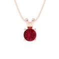 thumbnail image 1 of Clara Pucci 14K Rose Solid Hypoallergenic Gold 0.5Ct Tourmaline Round Brilliant Cut Solitaire Designer Necklace Pendant For October, 1 of 6