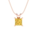thumbnail image 1 of Clara Pucci 14K Rose Solid Hypoallergenic Gold 2.5Ct Natural Citrine Princess Cut Solitaire Designer Necklace Pendant For November, 1 of 6