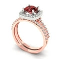 thumbnail image 1 of Clara Pucci 14K Rose/White Gold 1.495 Natural Garnet Engraveable Engagement Ring + Wedding Band Set, 1 of 7