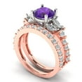 thumbnail image 1 of Clara Pucci 14K Rose/White Gold 2.94 Natural Amethyst Engraveable Engagement Ring + Wedding Band Set, 1 of 7