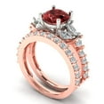 thumbnail image 1 of Clara Pucci 14K Rose/White Gold 2.94 Natural Garnet Engraveable Engagement Ring + Wedding Band Set, 1 of 7