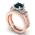 thumbnail image 1 of Clara Pucci 14K Rose/White Gold 2.94 Natural London Blue Topaz Engraveable Engagement Ring + Wedding Band Set, 1 of 7
