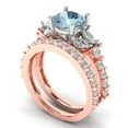 thumbnail image 1 of Clara Pucci 14K Rose/White Gold 2.94 Natural Swiss Blue Topaz Engraveable Engagement Ring + Wedding Band Set, 1 of 7