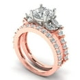 thumbnail image 1 of Clara Pucci 14K Rose/White Gold 2.94 Synthetic White Sapphire Engraveable Engagement Ring + Wedding Band Set, 1 of 7
