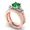thumbnail image 1 of Clara Pucci 14K Rose/White Gold Round Cut 1.5Ct Simulated Emerald Engagement Ring + Matching Band - Luxury Box Included, 1 of 7