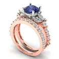thumbnail image 1 of Clara Pucci 14K Rose/White Gold Round Cut 1.5Ct Simulated Tanzanite Engagement Ring + Matching Band - Luxury Box Included, 1 of 7