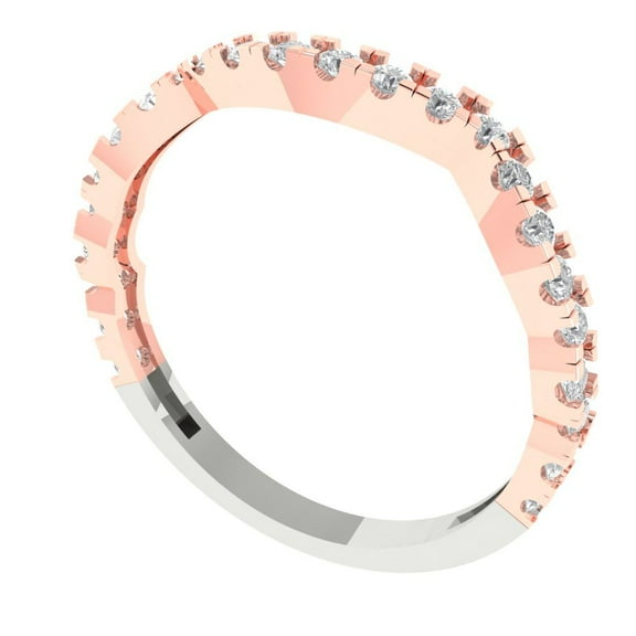 0.36 ctw Wedding Band for Women - 14K White/Rose Gold Simulated Diamond Stackable Eternity Ring