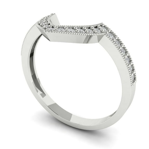Clara Pucci 14K White Solid Gold 0.1875Ct Zircon Bridal Wedding Designer Ring hypoallergenic Band for Women