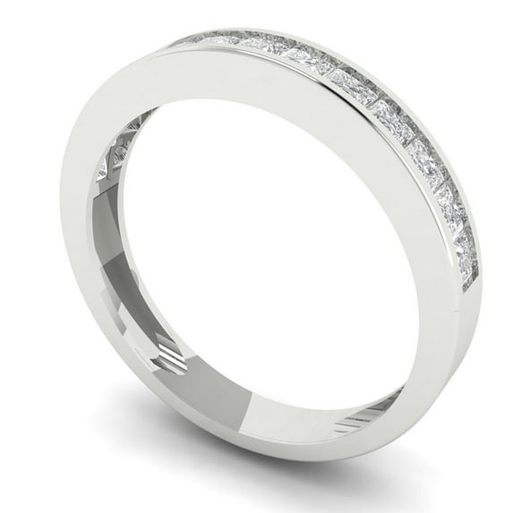 Clara Pucci 14K White Solid Gold 0.78Ct Zircon Bridal Wedding Designer Ring hypoallergenic Band for Women