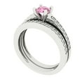 thumbnail image 1 of Clara Pucci 14K White Gold 0.86 Simulated Pink Diamond Engraveable Engagement Ring + Wedding Band Set, 1 of 7