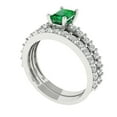 thumbnail image 1 of Clara Pucci 14K White Gold 1.325 Simulated Emerald Engraveable Engagement Ring + Wedding Band Set, 1 of 7