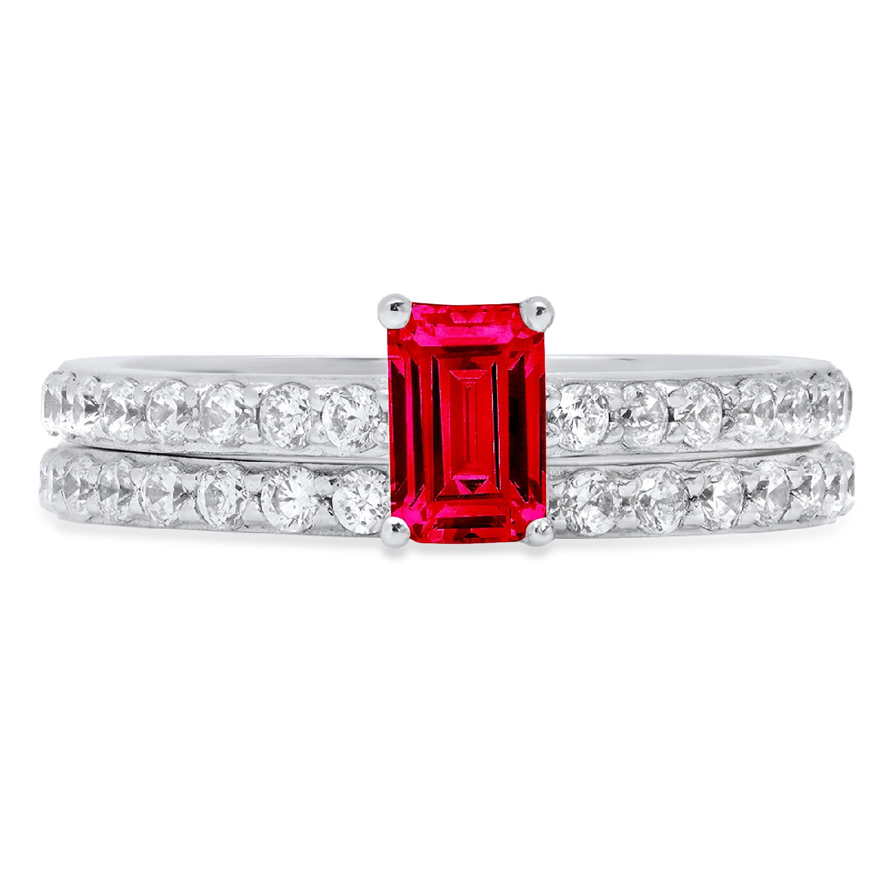 Clara Pucci 14K White Gold 1.325 Simulated Ruby Engraveable Engagement ...