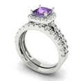 thumbnail image 1 of Clara Pucci 14K White Gold 1.56 Simulated Alexandrite Engraveable Engagement Ring + Wedding Band Set, 1 of 7