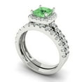 thumbnail image 1 of Clara Pucci 14K White Gold 1.56 Simulated Green Diamond Engraveable Engagement Ring + Wedding Band Set, 1 of 7
