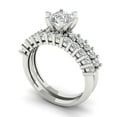 thumbnail image 1 of Clara Pucci 14K White Gold 1.66 Simulated Clear Diamond Engraveable Engagement Ring + Wedding Band Set, 1 of 7