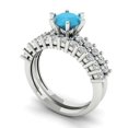 thumbnail image 1 of Clara Pucci 14K White Gold 1.66 Simulated Turquoise Engraveable Engagement Ring + Wedding Band Set, 1 of 7