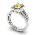 thumbnail image 1 of Clara Pucci 14K White Gold 1.72 Simulated Yellow Diamond Engraveable Engagement Ring + Wedding Band Set, 1 of 7