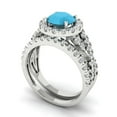 thumbnail image 1 of Clara Pucci 14K White Gold 1.795 Simulated Turquoise Engraveable Engagement Ring + Wedding Band Set, 1 of 7