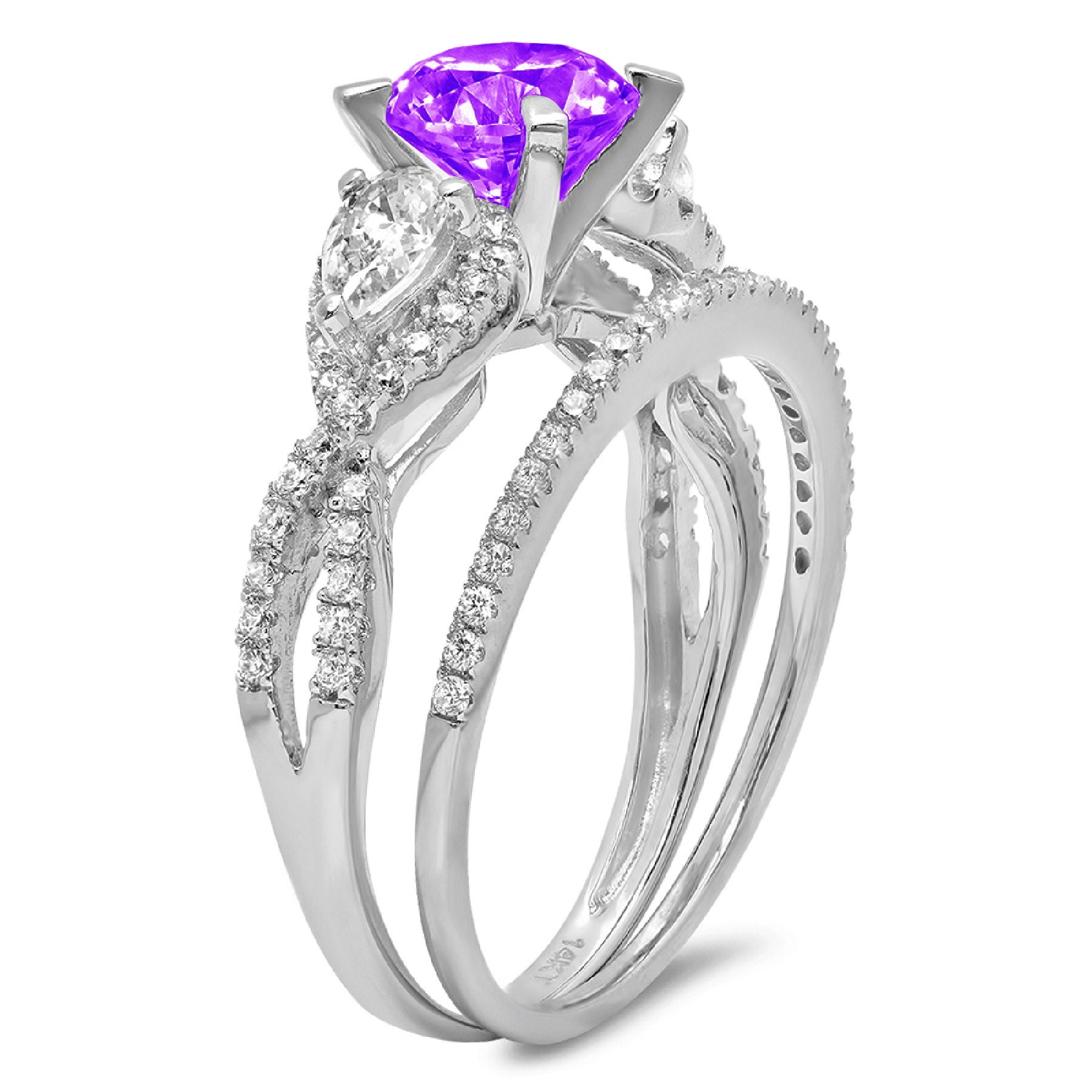 Clara Pucci 14K White Gold 1.925 Natural Amethyst Engraveable ...