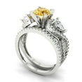 thumbnail image 1 of Clara Pucci 14K White Gold 1.925 Natural Citrine Engraveable Engagement Ring + Wedding Band Set, 1 of 7