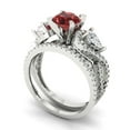 thumbnail image 1 of Clara Pucci 14K White Gold 1.925 Natural Garnet Engraveable Engagement Ring + Wedding Band Set, 1 of 7