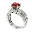 thumbnail image 1 of Clara Pucci 14K White Gold 2.095 Natural Garnet Engraveable Engagement Ring + Wedding Band Set, 1 of 7