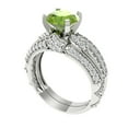 thumbnail image 1 of Clara Pucci 14K White Gold 2.095 Natural Peridot Engraveable Engagement Ring + Wedding Band Set, 1 of 7