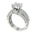 thumbnail image 1 of Clara Pucci 14K White Gold 2.095 Synthetic White Sapphire Engraveable Engagement Ring + Wedding Band Set, 1 of 7