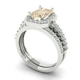 thumbnail image 1 of Clara Pucci 14K White Gold 2.16 Natural Morganite Engraveable Engagement Ring + Wedding Band Set, 1 of 7