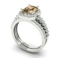 thumbnail image 1 of Clara Pucci 14K White Gold 2.16 Simulated Champagne Engraveable Engagement Ring + Wedding Band Set, 1 of 7
