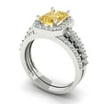 thumbnail image 1 of Clara Pucci 14K White Gold 2.16 Synthetic Yellow Moissanite Engraveable Engagement Ring + Wedding Band Set, 1 of 7