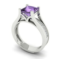 Clara Pucci 14K White Gold 2.28 Simulated Alexandrite Engraveable Engagement Ring   Wedding Band Set