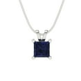 thumbnail image 1 of Clara Pucci 14K White Solid Hypoallergenic Gold 2.5Ct Blue Sapphire Princess Cut Solitaire Designer Necklace Pendant For September, 1 of 7