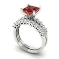 thumbnail image 1 of Clara Pucci 14K White Gold 2.63 Natural Garnet Engraveable Engagement Ring + Wedding Band Set, 1 of 7