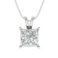 thumbnail image 1 of Clara Pucci 14K White Solid Hypoallergenic Gold 2Ct Clear Zircon Princess Cut Solitaire Designer Necklace Pendant For April, 1 of 6