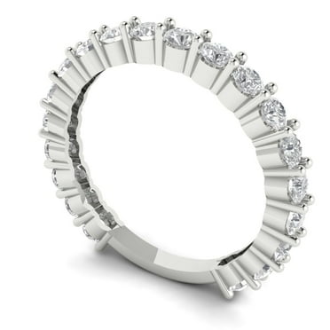 Clara Pucci 14K White Solid Gold Custom Laser Engraved Women's Solid Gold Ring Eternity Statement Band With Round Cut 1.2TCW