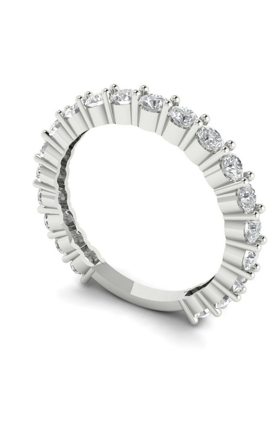 14K White Solid Gold Custom Laser Engraved Women's Solid Gold Ring Eternity Statement Band With Round Cut 1.2TCW