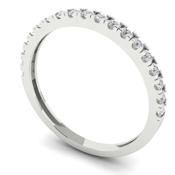 Clara Pucci 14K White Solid Gold Custom Laser Engraved Women's Solid Gold Ring Stackable Statement Band With Round Cut 0.285TCW