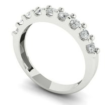 Clara Pucci 14K White Solid Gold Custom Laser Engraved Women's Solid Gold Ring Stackable Statement Band With Round Cut 0.63TCW