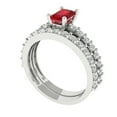 thumbnail image 1 of Clara Pucci 14K White Gold Emerald Cut 0.5Ct Simulated Tourmaline Engagement Ring + Matching Band - Luxury Box Included, 1 of 7