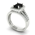 thumbnail image 1 of Clara Pucci 14K White Gold Emerald Cut 1Ct Natural Onyx Engagement Ring + Matching Band - Luxury Box Included, 1 of 7
