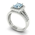 thumbnail image 1 of Clara Pucci 14K White Gold Emerald Cut 1Ct Natural Swiss Blue Topaz Engagement Ring + Matching Band - Luxury Box Included, 1 of 7