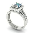 thumbnail image 1 of Clara Pucci 14K White Gold Emerald Cut 1Ct Synthetic Blue Moissanite Engagement Ring + Matching Band - Luxury Box Included, 1 of 7